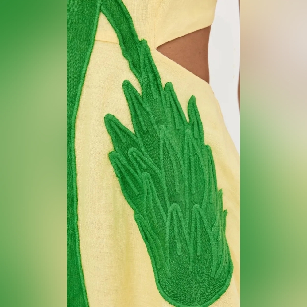 S2. NWT FARM RIO PALM TREE CUTWORK MIDI DRESS - Picture 7 of 11